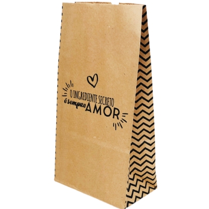 Saco Kraft (18 x 10,5 x 36 cm) Sempre Amor - 100 Unidades