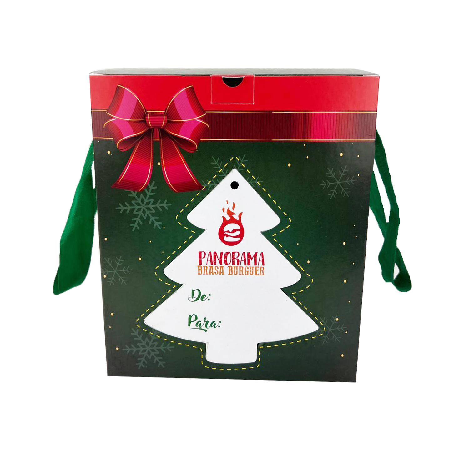 Embalagem para Panetone 1kg (17 x 17 x 20 cm) visor vazado com alça Personalizada