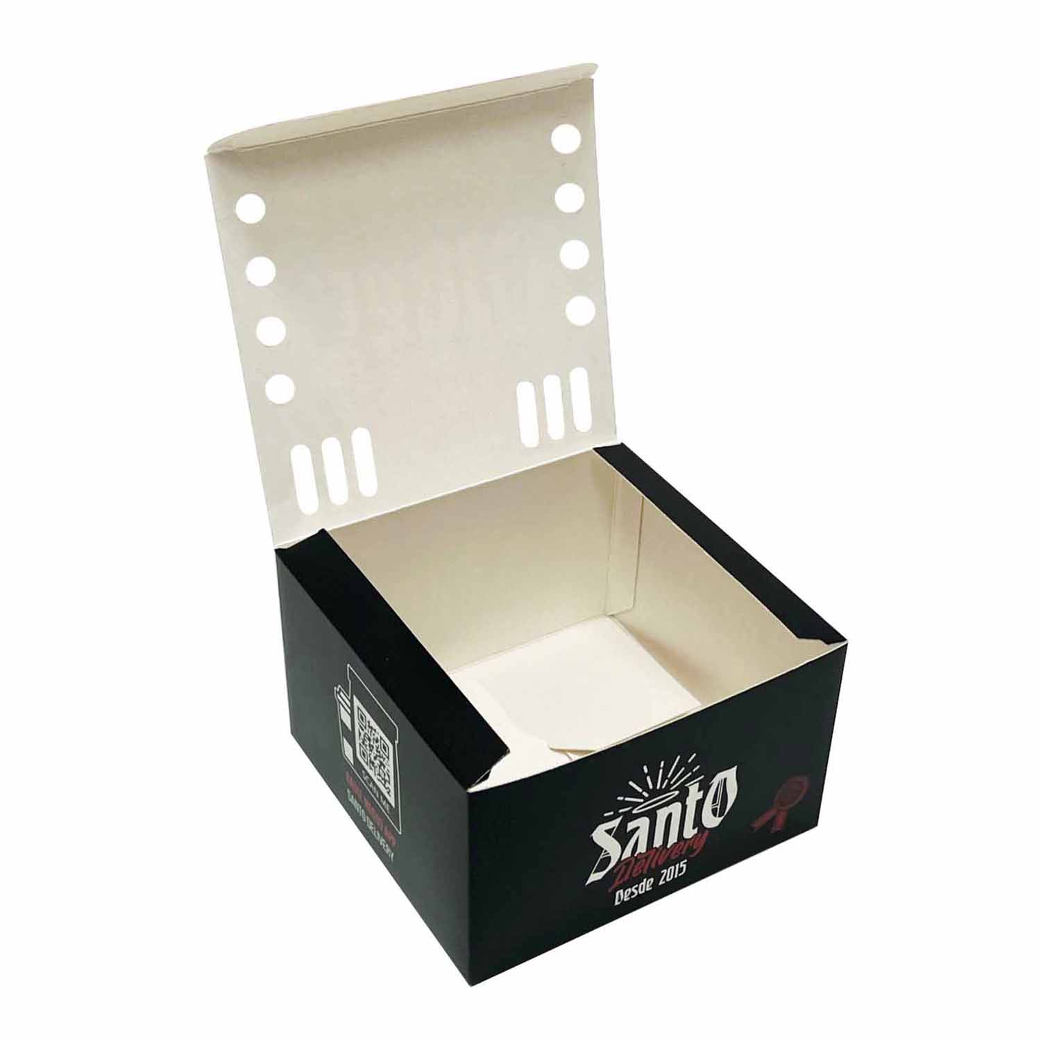 Embalagem para lanche, Frituras e porções com respiro (12,4 x 12 x 7,5 cm) Personalizada