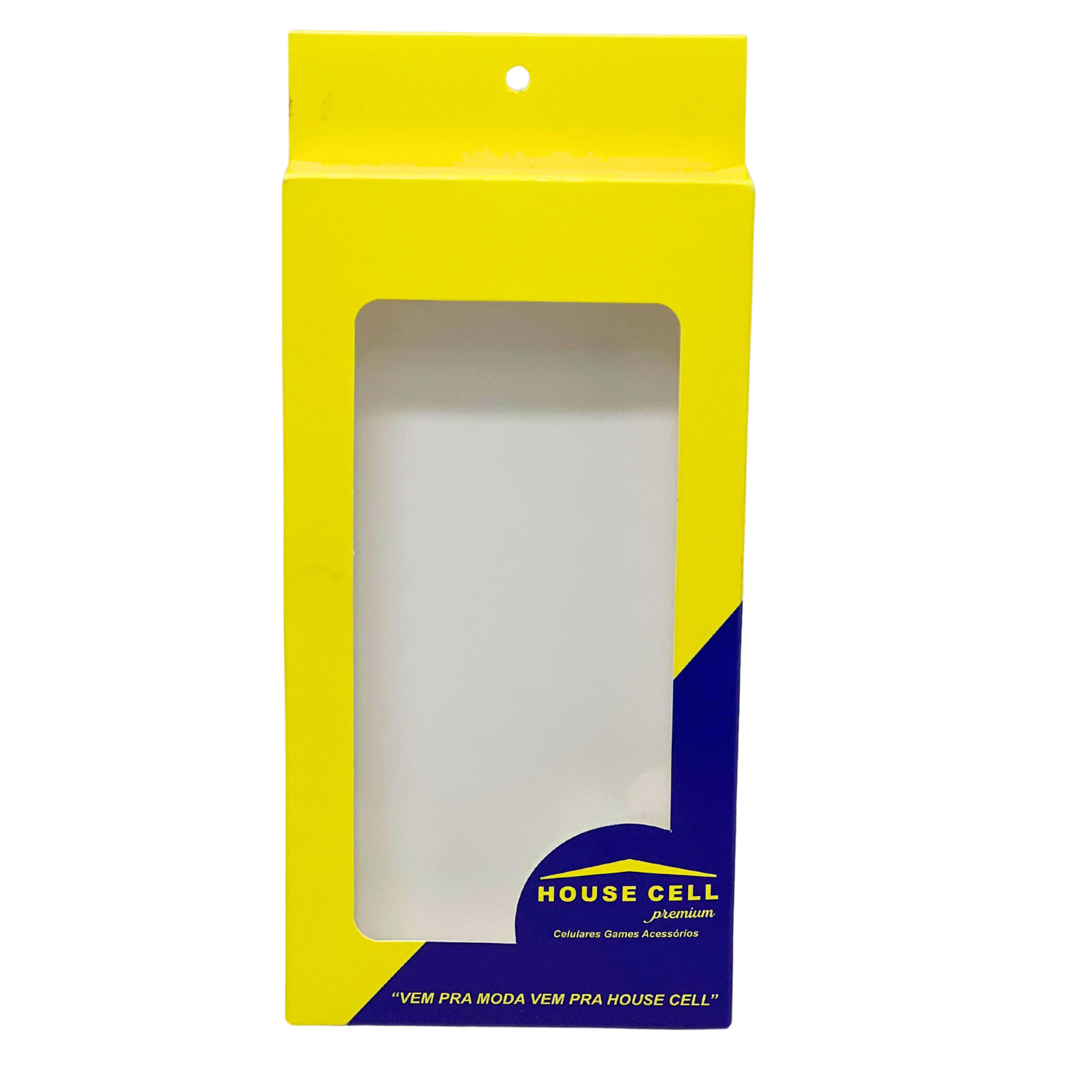Embalagem p/ capinha de Celular c/ Visor Vazado (10 x 2 x 19 cm) Personalizada