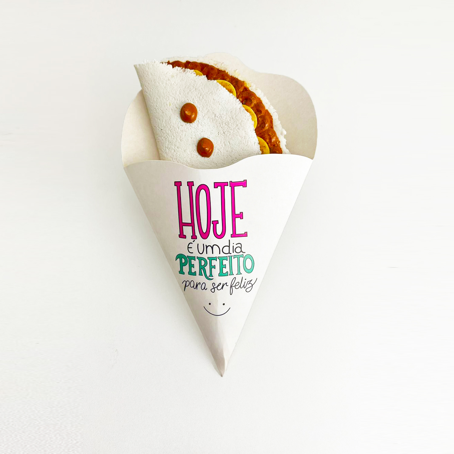 Embalagem Cone para Bubble Waffle, Crepe, Wrap (15,5 x 26 cm) Personalizado