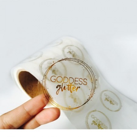 Lacre Etiqueta transparente Redonda (3,5 cm) c/ HotStamp 1 cor Personalizada