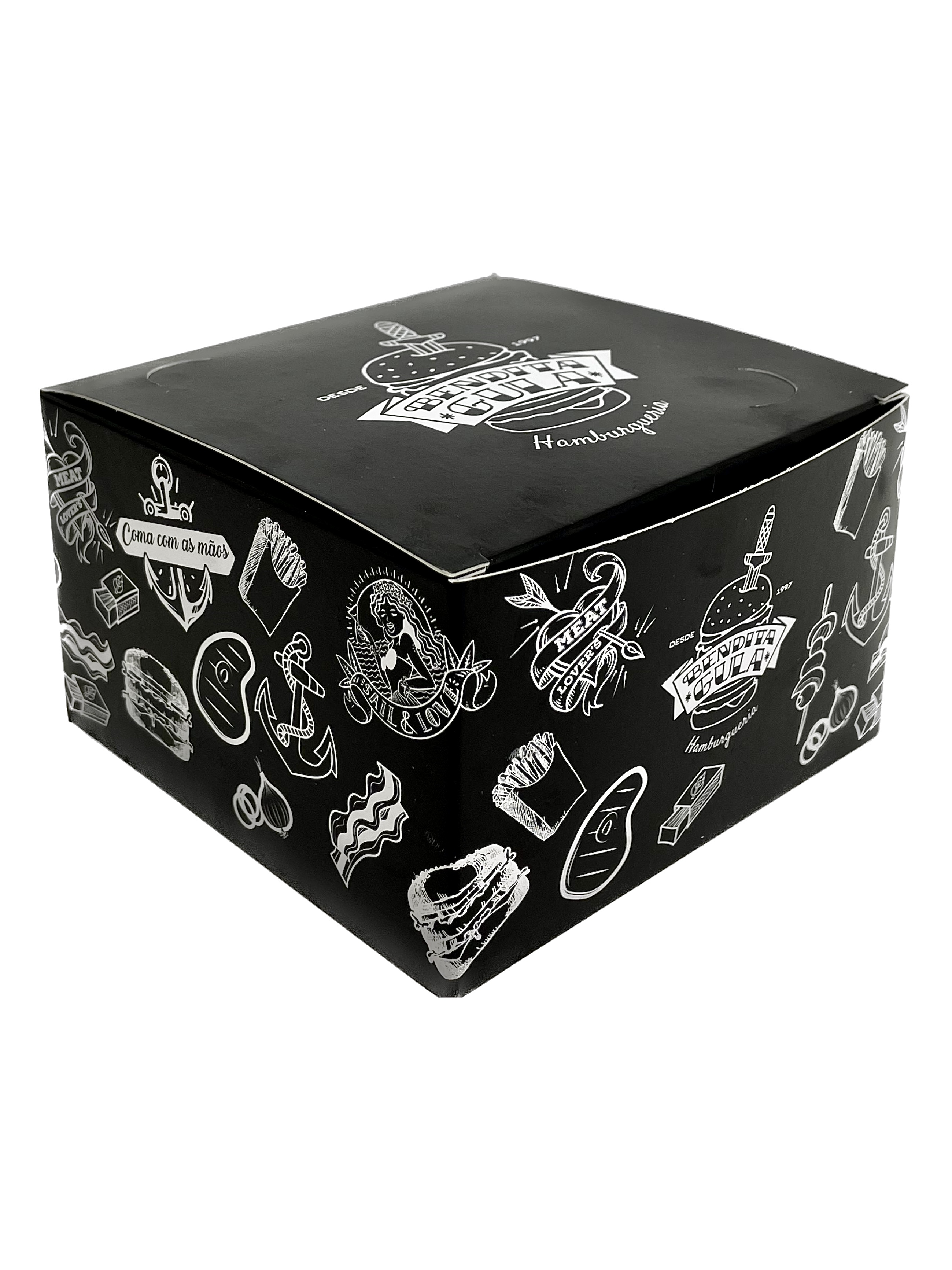 Embalagem Lanche Gourmet (12,4 x 12 x 7,6 cm) Personalizada