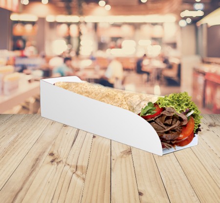Embalagem Caixa p/ Burritos, Shawarma, Hot Dog, Wrap (22 x 6 x 5 cm) - 100 Unidades