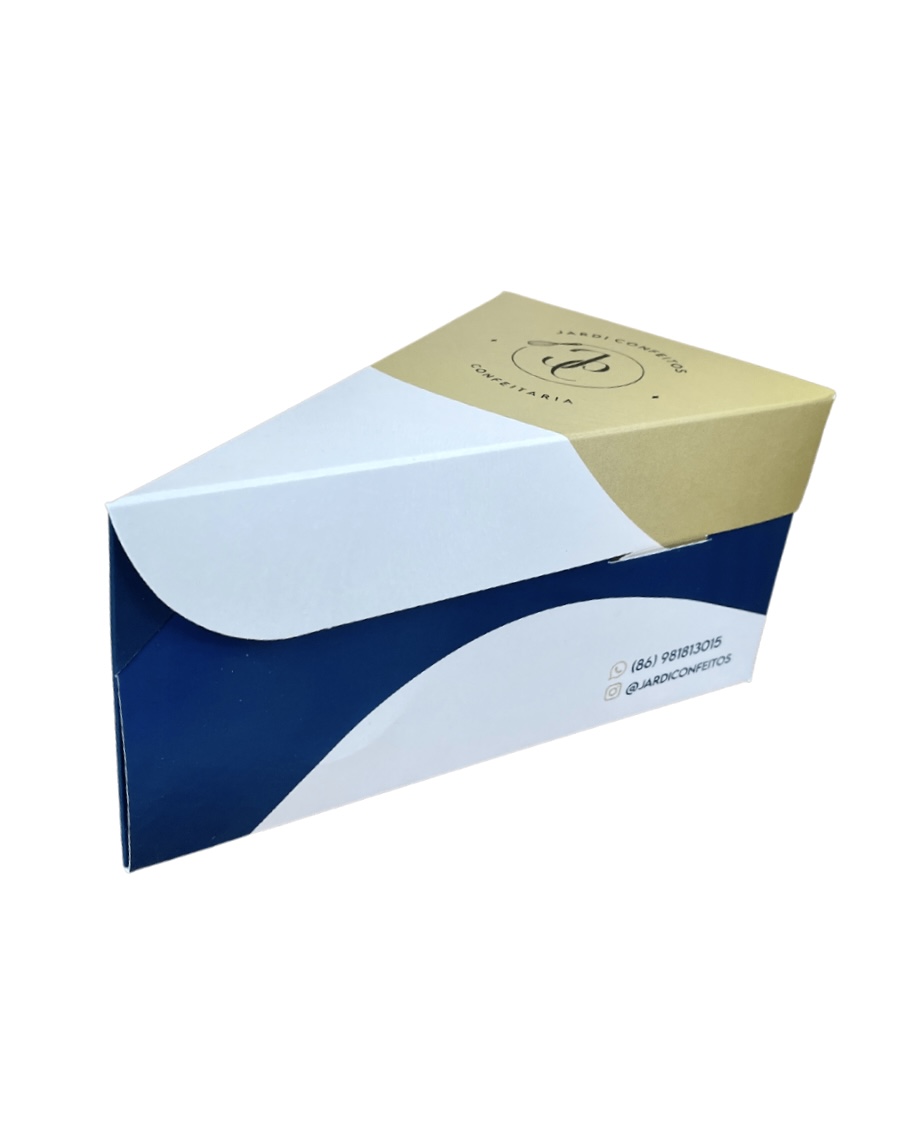 Embalagem Bolo Fatia s/ Berço (14 x 9 x 7,5 cm) Personalizada