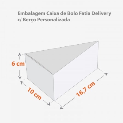 Embalagem Bolo Fatia c/ Berço (16,7 x 10 x 6 cm) Personalizada