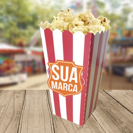 Caixa para Pipoca Média (7,5 x 7,5 x 19 cm) Personalizada
