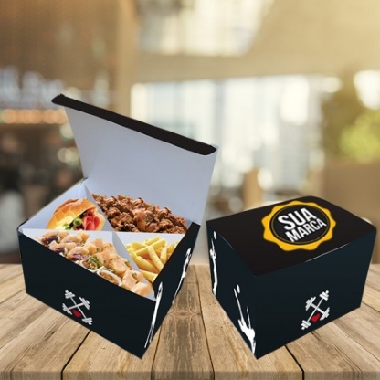 Embalagem Delivery com Divisória (15 x 15 x 9 cm) Personalizada