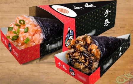 Embalagem Caixa de Temaki p/ Viagem com Berço (16,7 x 10 x 6 cm) Personalizada