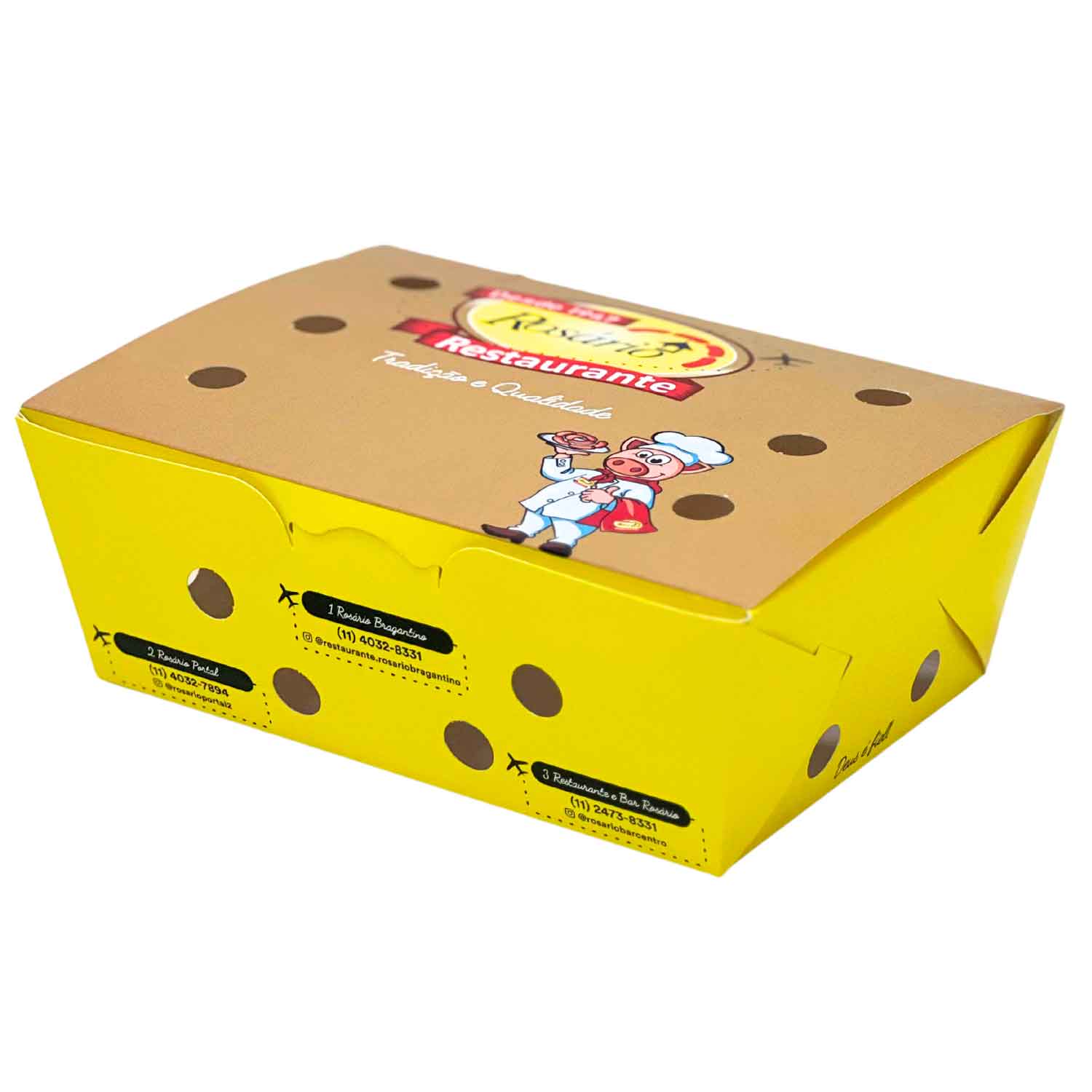 Embalagem p/ fritas e porções Delivery c/ respiro (27 x 8 x 7 cm) - Personalizada