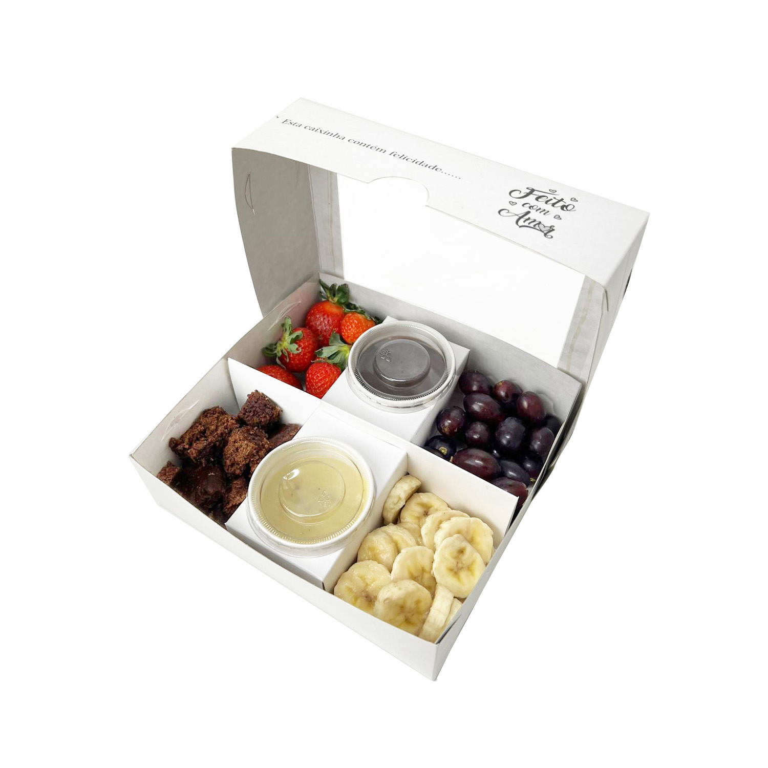 Embalagem para Fondue c/ Divisória e Visor Vazado (20 x 18 x 6 cm) Personalizada