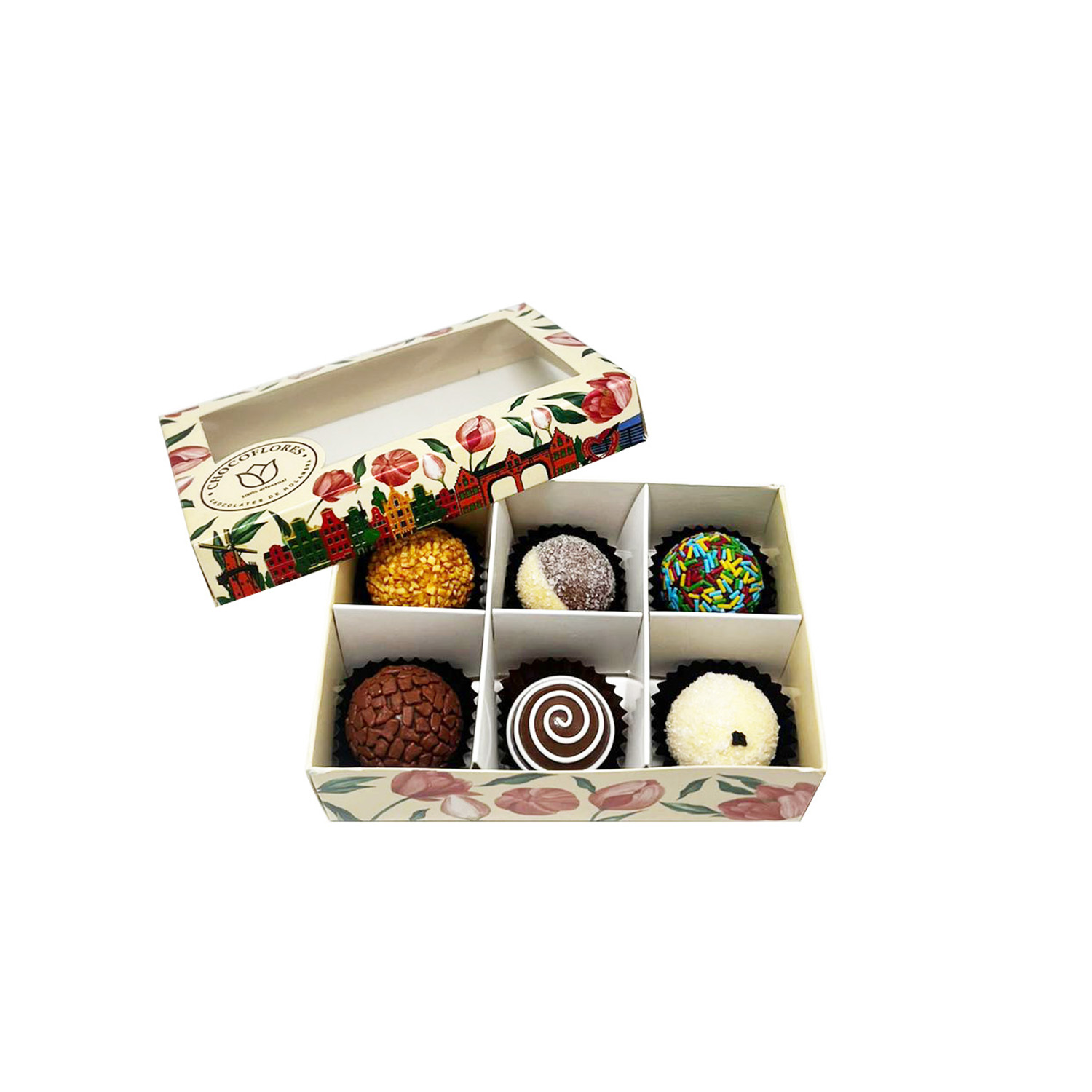 Embalagem Premium para 06 Brigadeiros c/ Visor Vazado (12,5 x 8,5 x 3,5 cm) Personalizado
