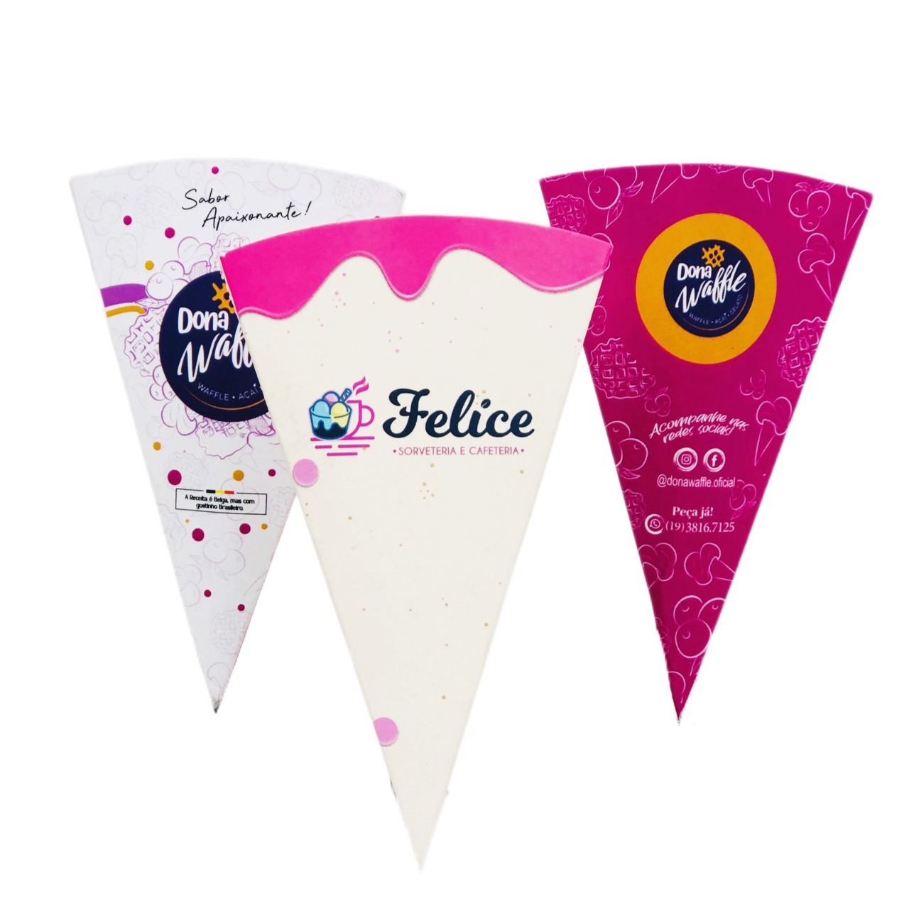 Embalagem Cone para Sorvete (9 x 6 cm) Personalizado