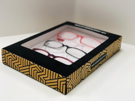 Embalagem para óculos com visor de acetato (25 x 18 x 3 cm) c/ berço Personalizado