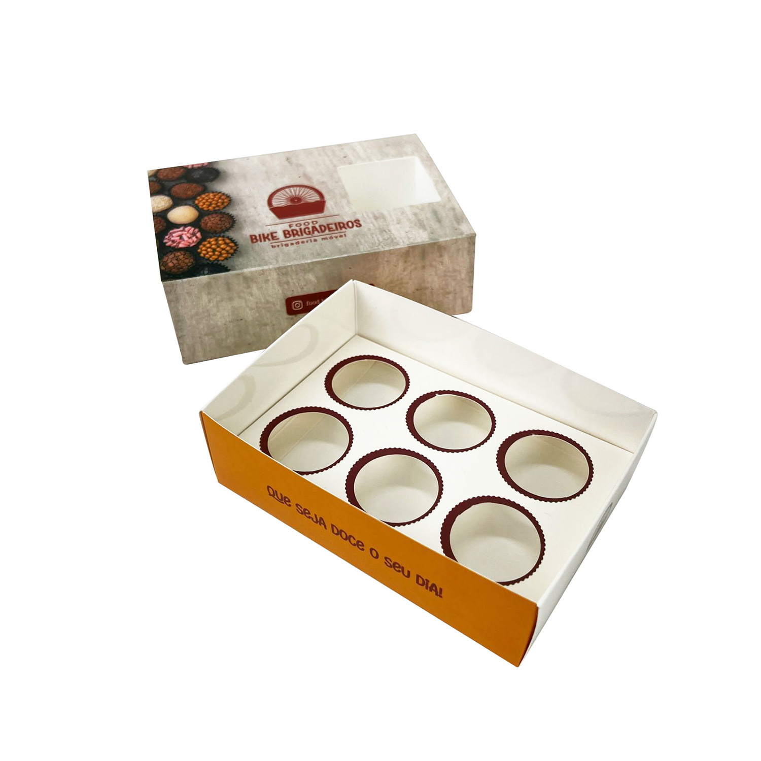Embalagem Gaveta para 6 Brigadeiros (13 x 9 x 4 cm) Personalizada