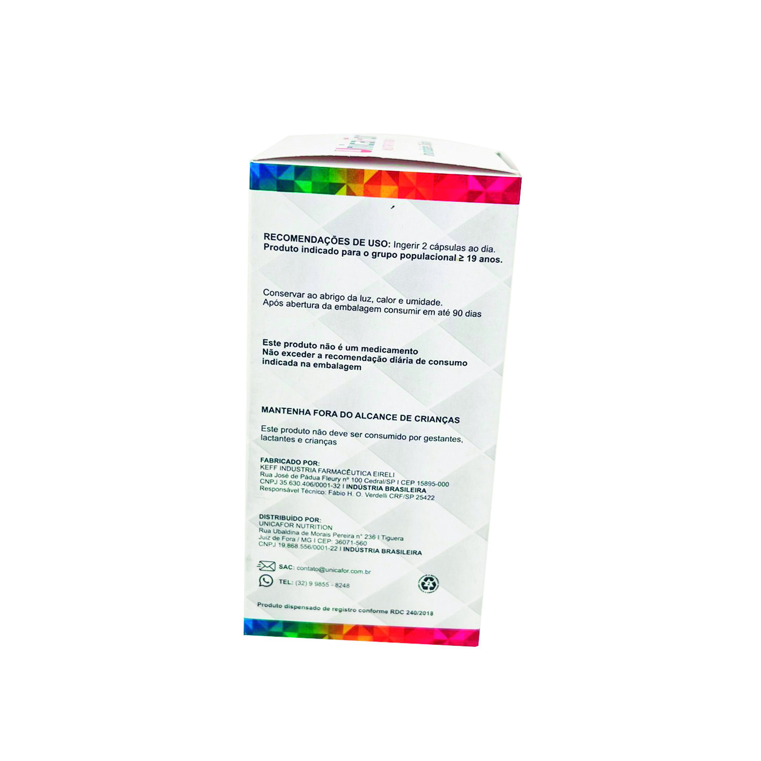 Embalagem para Suplemento (6 x 6 x 10 cm) Personalizada