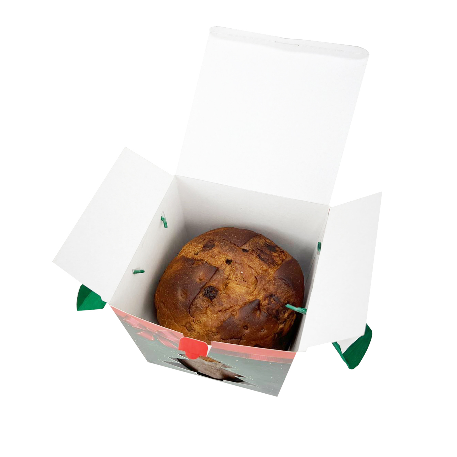 Embalagem para Panetone 1kg (17 x 17 x 20 cm) visor vazado com alça Personalizada