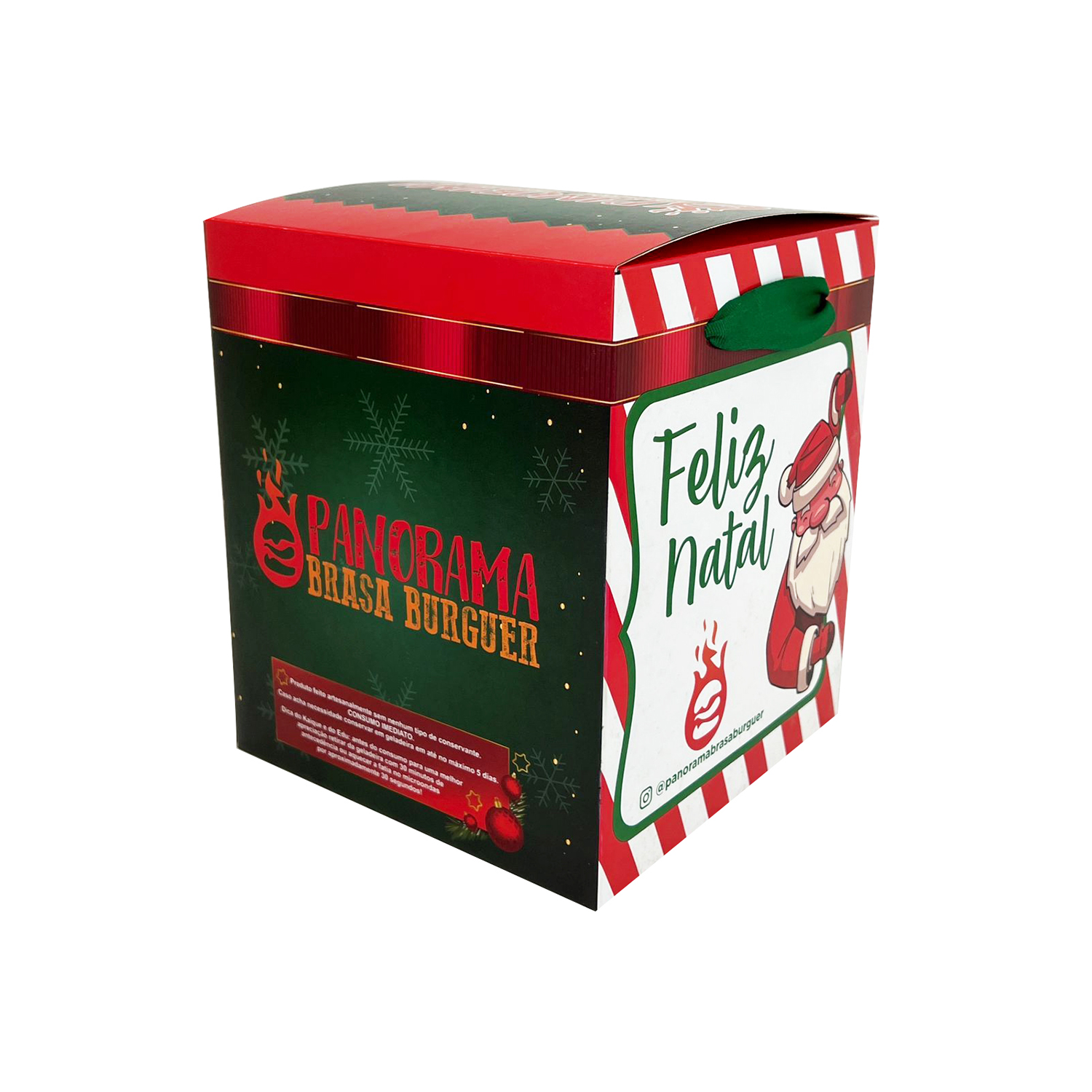Embalagem para Panetone 1kg (17 x 17 x 20 cm) visor vazado com alça Personalizada