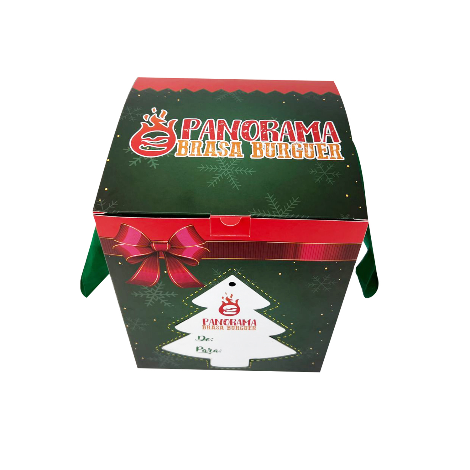 Embalagem para Panetone 1kg (17 x 17 x 20 cm) visor vazado com alça Personalizada