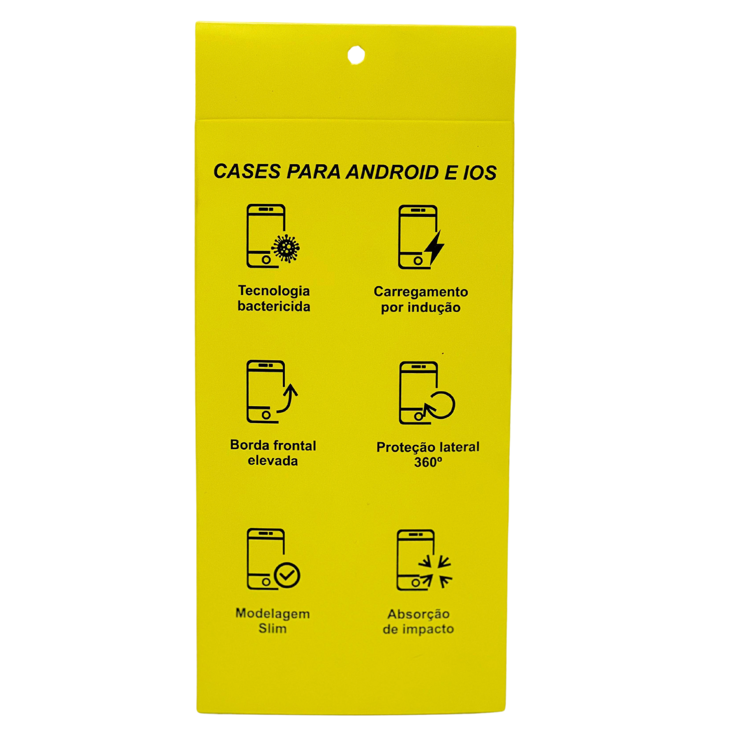 Embalagem p/ capinha de Celular c/ Visor Vazado (10 x 2 x 19 cm) Personalizada
