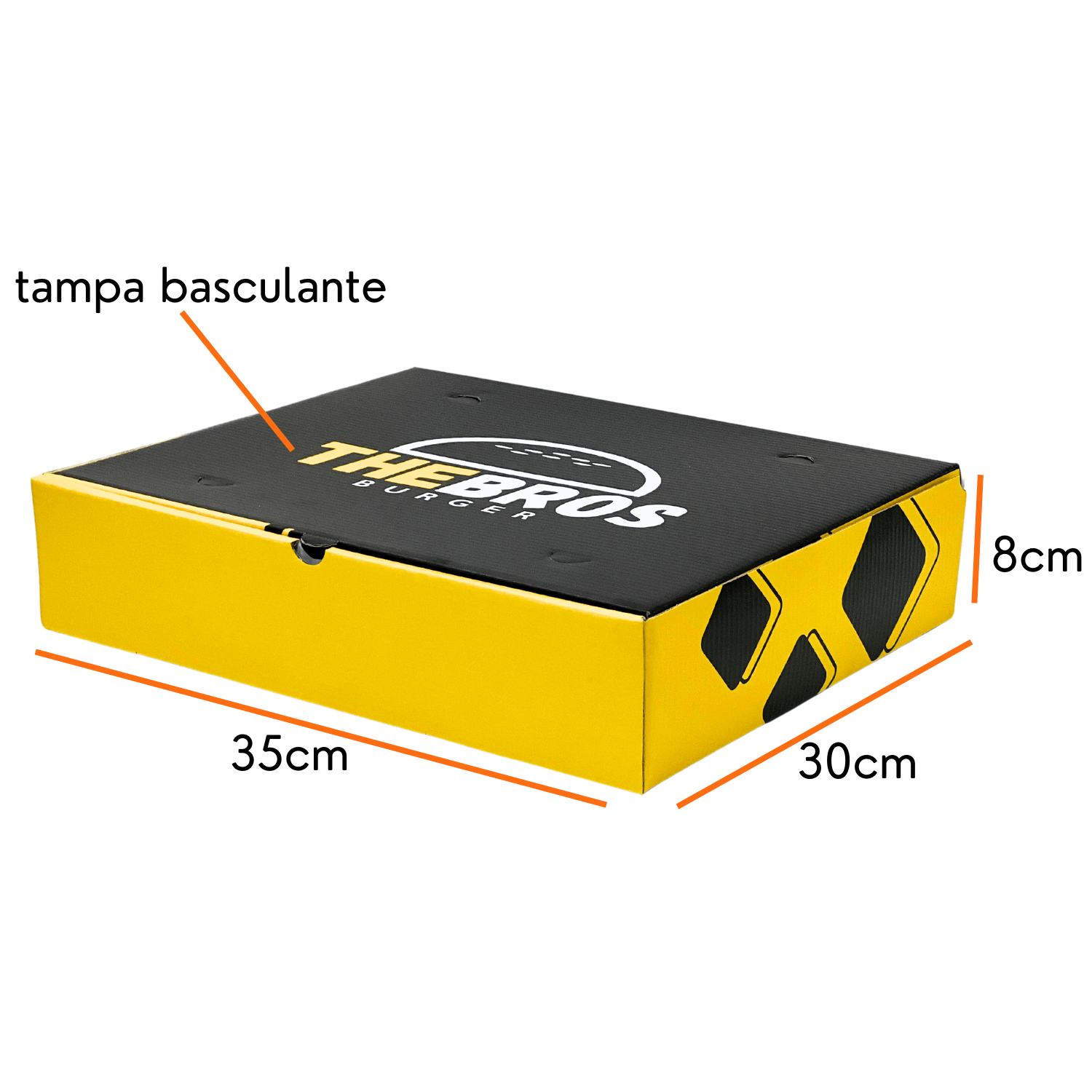 Caixa Pizza quadrada (35 x 30 x 8 cm) empastada e conjugada Personalizada