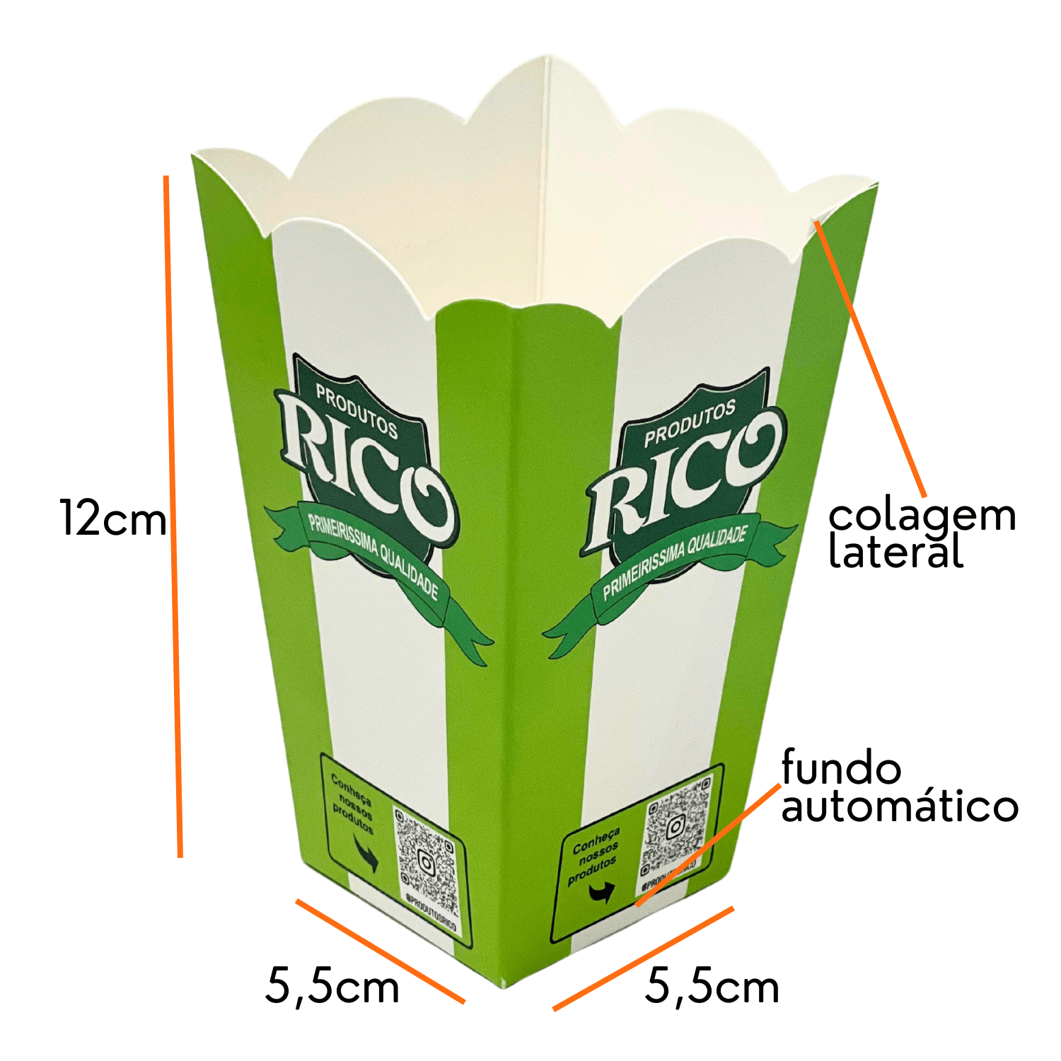 Caixa Para pipoca (5,5 x 5,5 x 12 cm) Personalizada