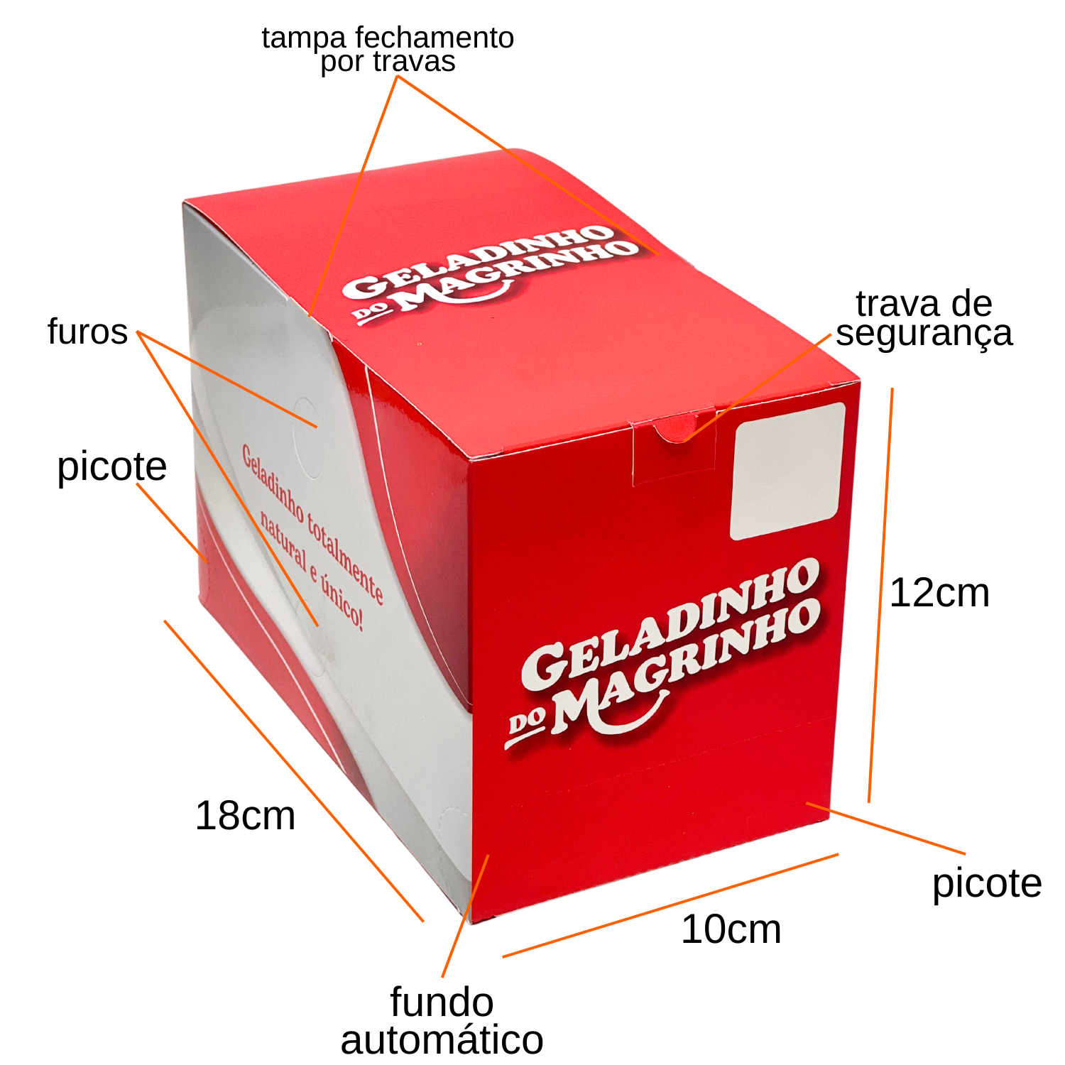 Embalagem para Geladinho c/ Laminação interna e externa (18 x 10 x 12 cm) Personalizado