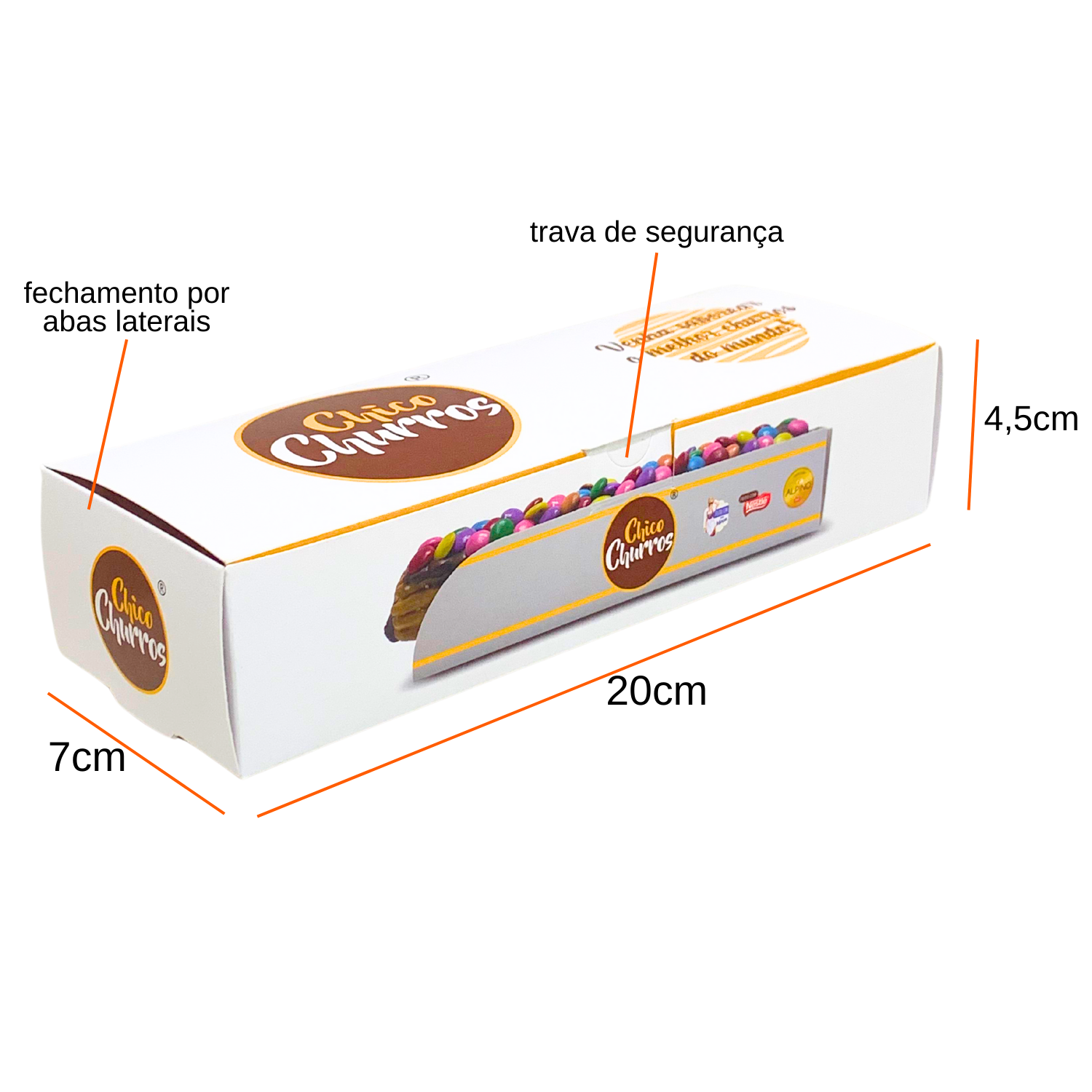 Embalagem para Churros Delivery (20 x 7 x 4,5 cm) Personalizada