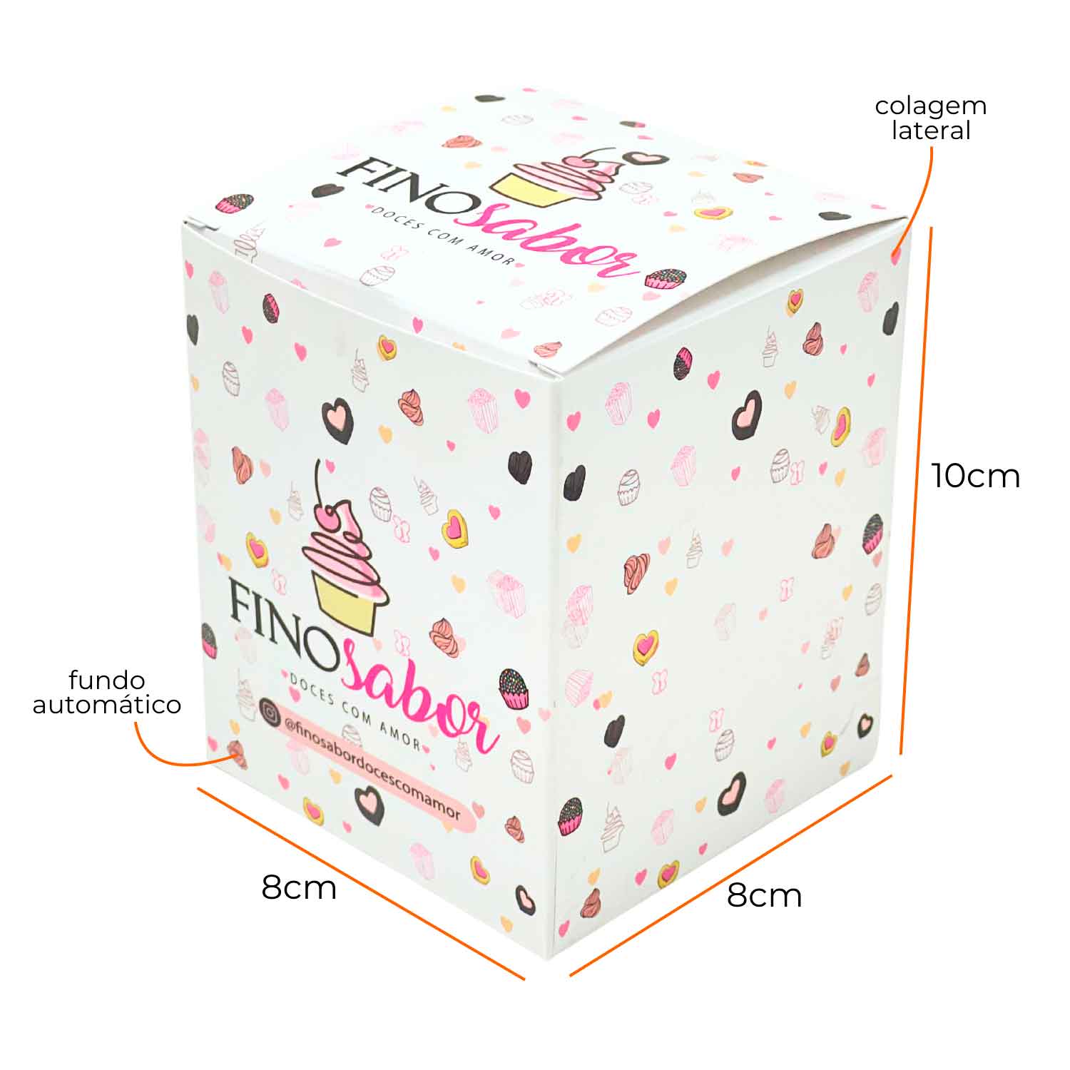 Embalagem Para pipoca gourmet (8 x 8 x 10 cm) Personalizada