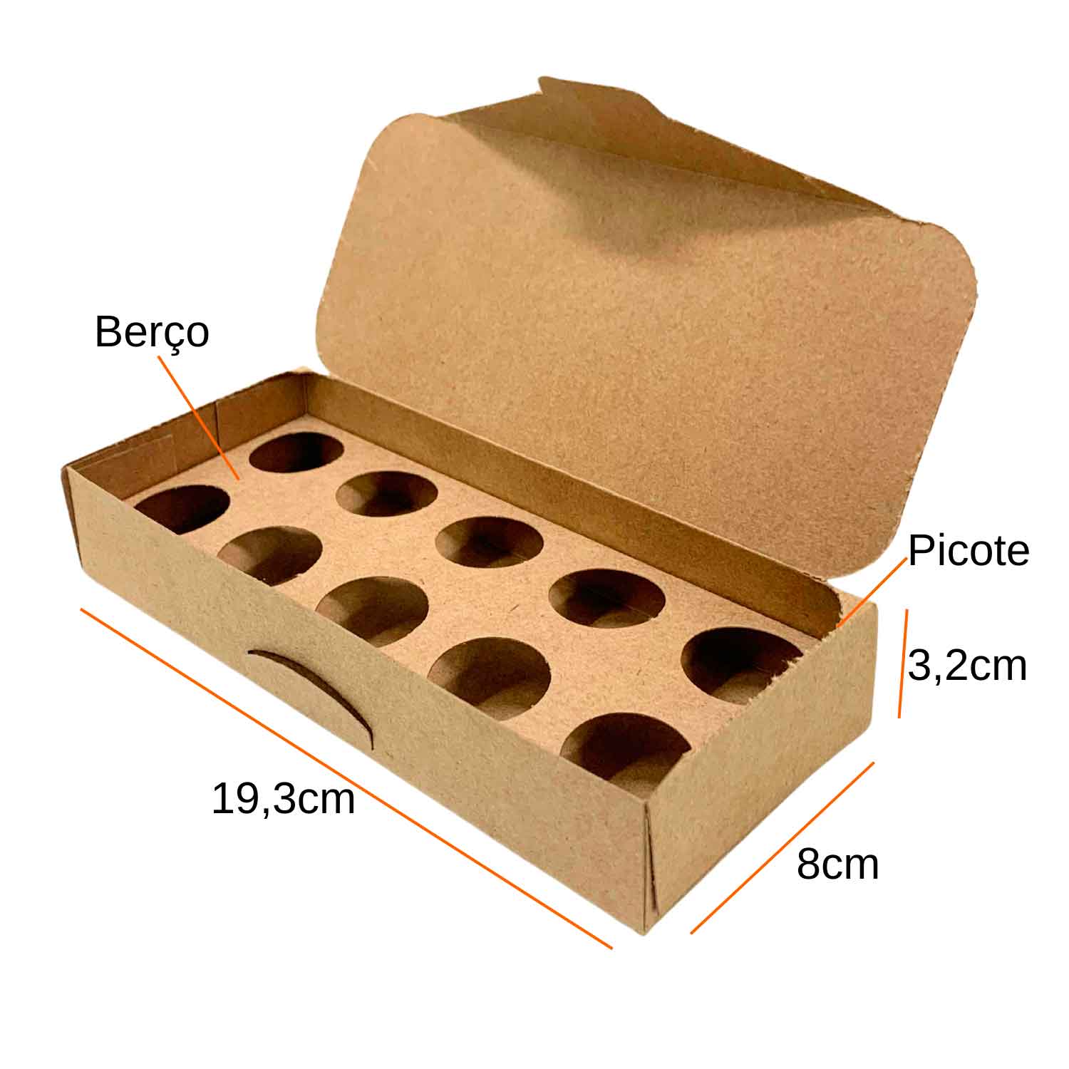 Embalagem p/ Capsula de café c/ Picote e Berço (19,3 x 8 x 3,2 cm) Kraft Lisa