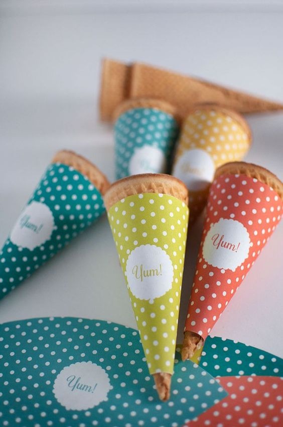 Cinta Para Casquinha Sorvete Cone Papel Couche Personalizado