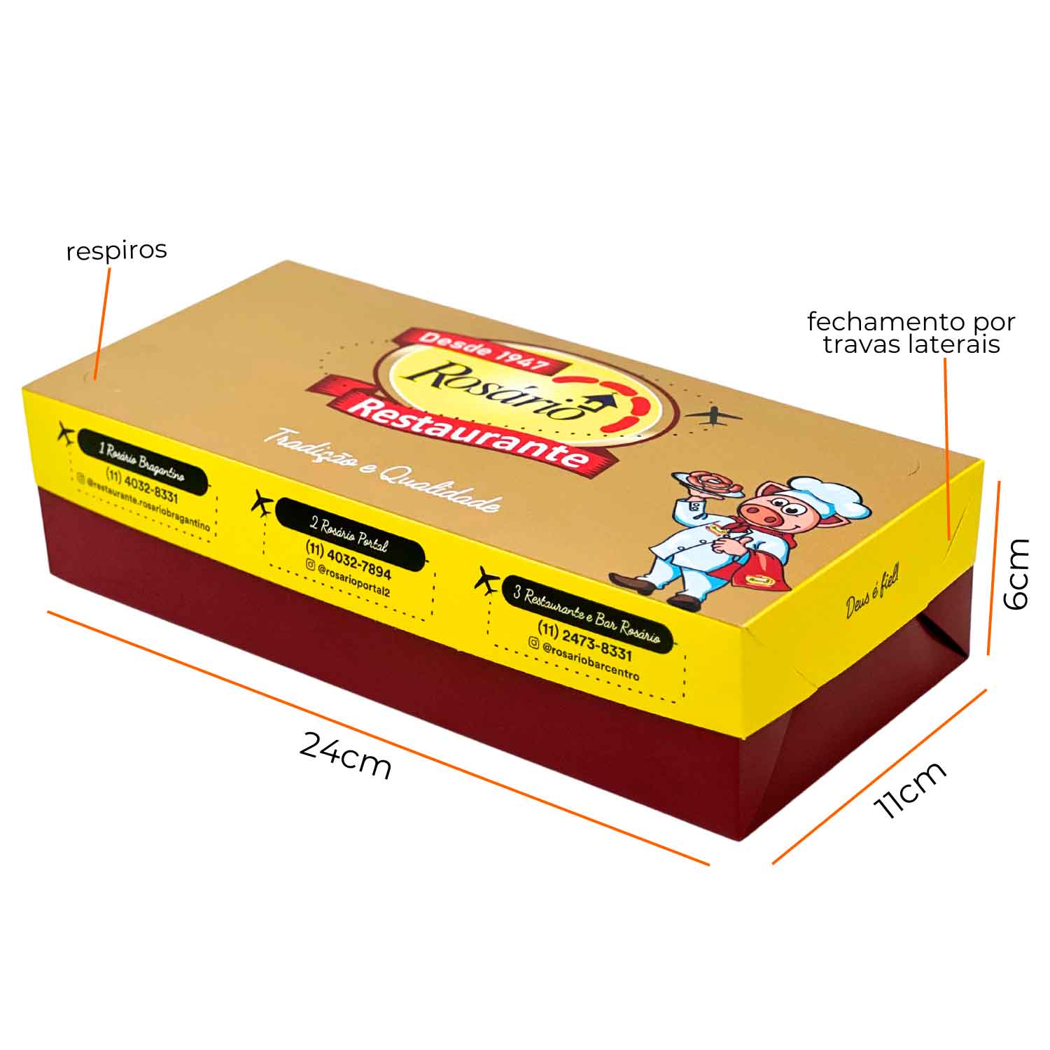 Caixa Baguete Fundo e Tampa Encaixavel (24 x 11 x 6 cm) Personalizada