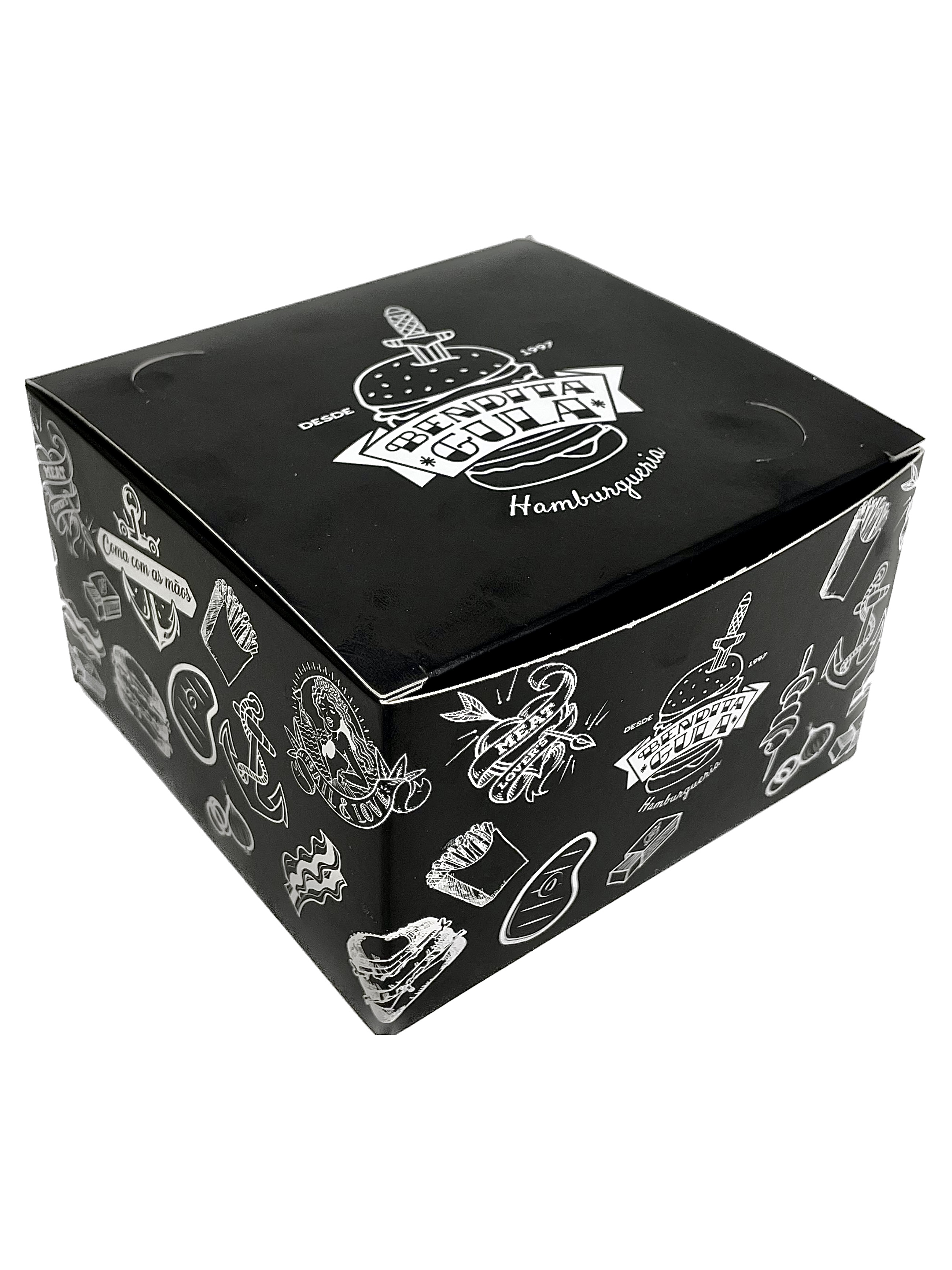 Embalagem Lanche Gourmet (12,4 x 12 x 7,6 cm) Personalizada