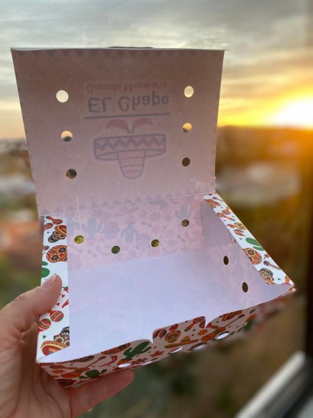 Embalagem para frituras e porções Delivery c/ respiros (17 x 12 x 8 cm) Personalizada