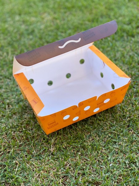 Embalagem para frituras e porções Delivery c/ respiros (17 x 12 x 8 cm) Personalizada