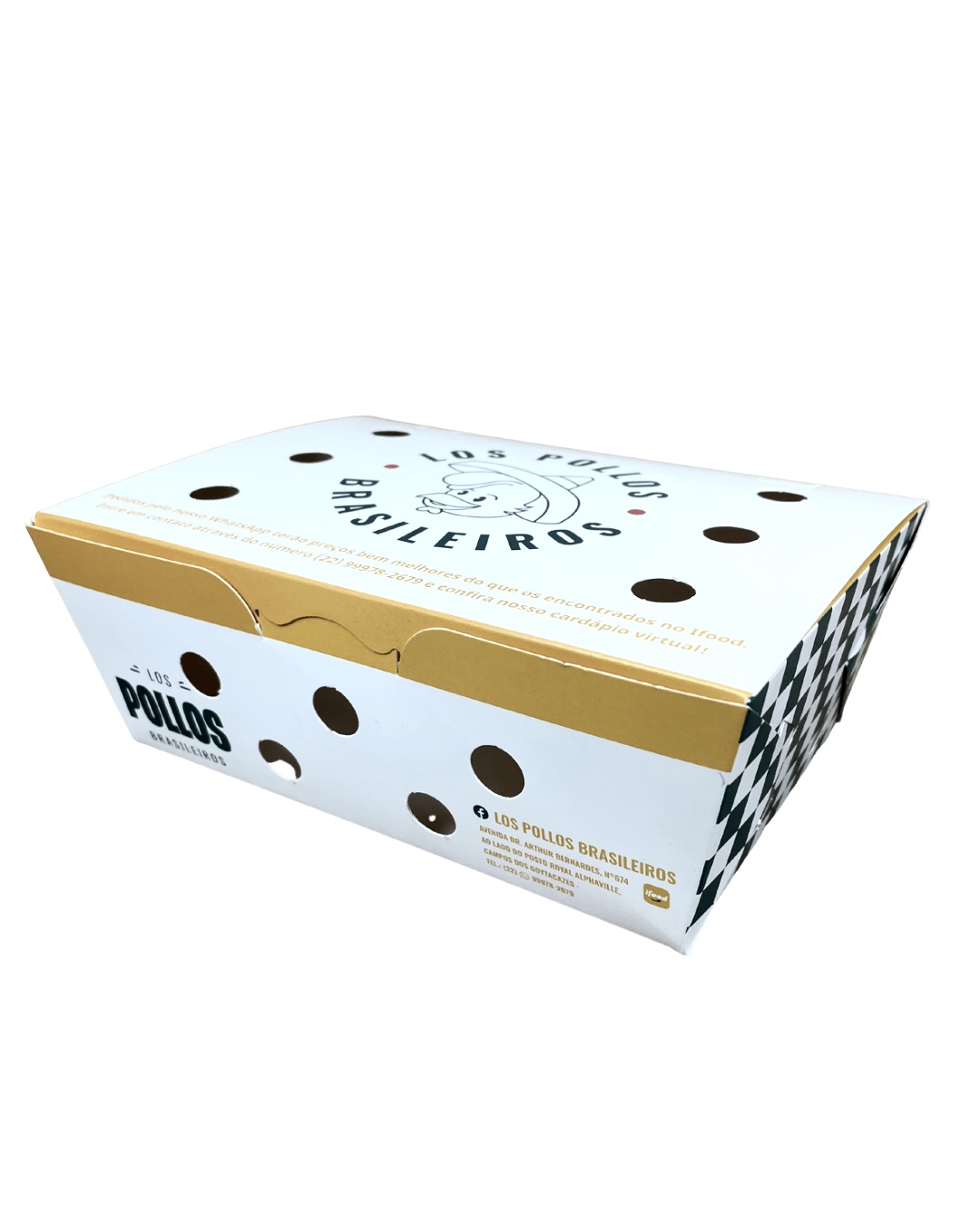 Embalagem para frituras e porções Delivery c/ respiros (17 x 12 x 8 cm) Personalizada