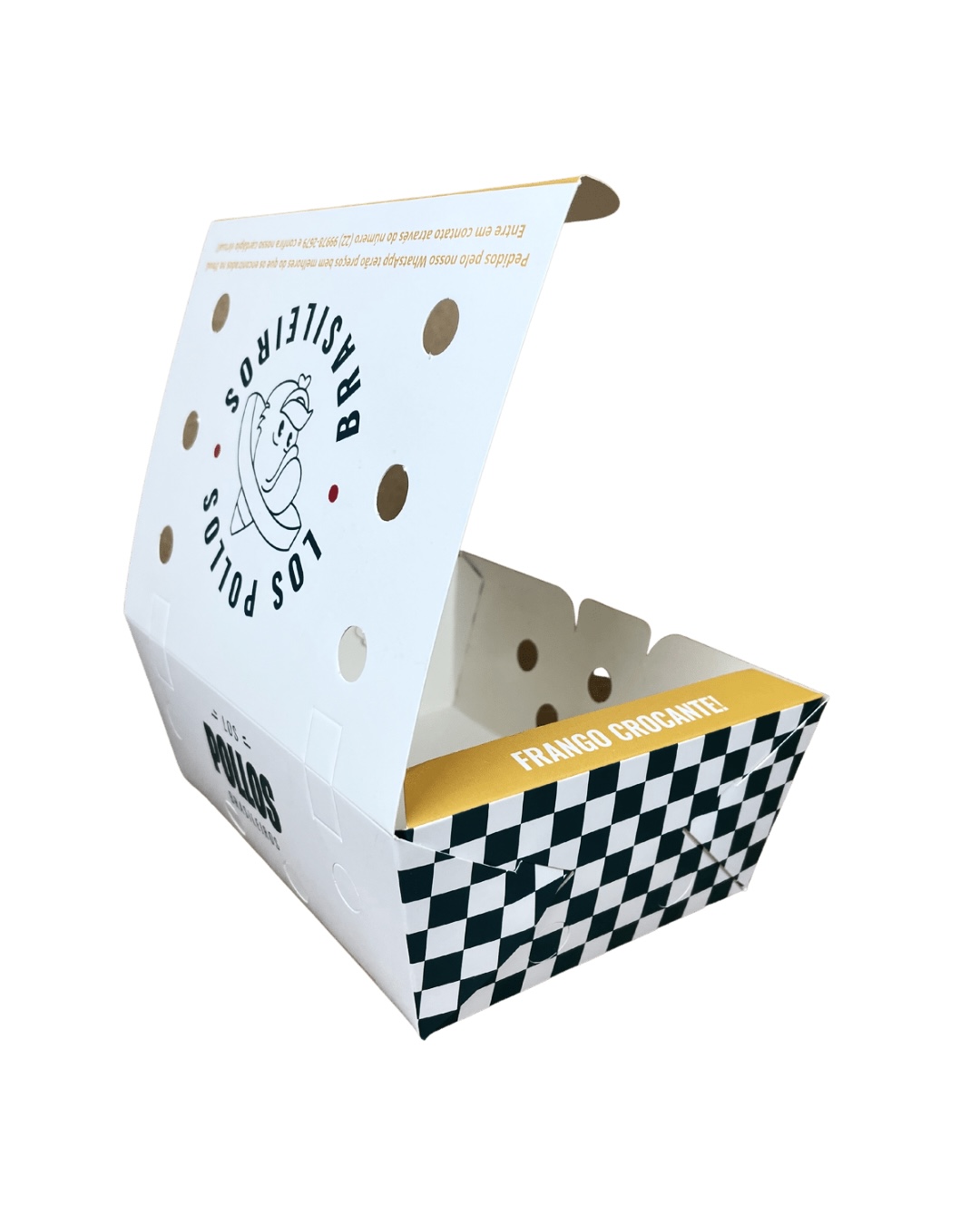 Embalagem para frituras e porções Delivery c/ respiros (17 x 12 x 8 cm) Personalizada