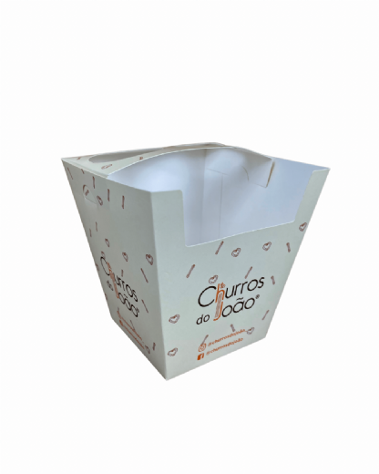 Embalagem para Churros Espanhol c/ 2 Porta Molho (8 x 11,5 x 12 cm) Personalizada