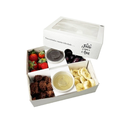 Embalagem para Fondue c/ Divisória e Visor Vazado (20 x 18 x 6 cm) Personalizada
