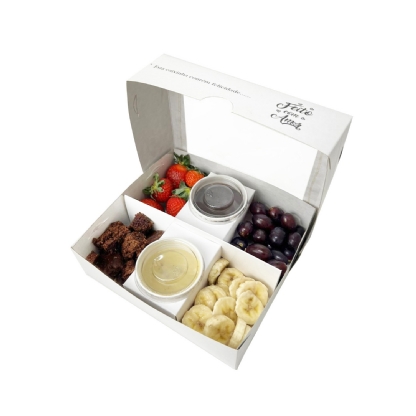 Embalagem para Fondue c/ Divisória e Visor Vazado (20 x 18 x 6 cm) Personalizada