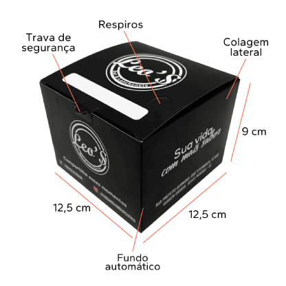 Embalagem Para Lanche Gourmet Plus Empilhavel (12,5 x 12,5 x 9 cm) Personalizada