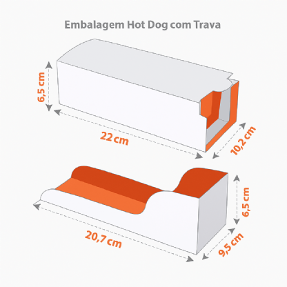 Embalagem Hot Dog Gaveta com Trava (22 x 10,2 x 6,5 cm) Personalizada