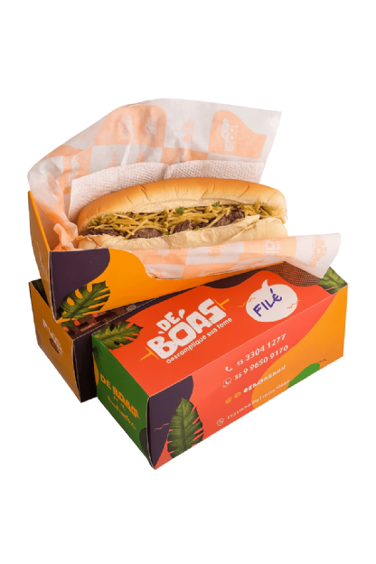 Embalagem Hot Dog Delivery c/ Trava (20 x 9 x 5 cm) Personalizada