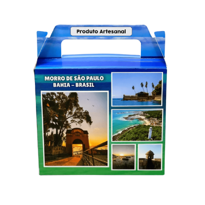 Embalagem Maleta Para Produtos Artesanais c/ Berço e Visor Vazado (14,4 x 5,6 x 12,7 cm) Personalizado