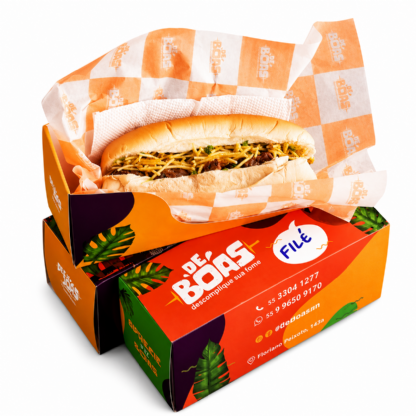 Embalagem Hot Dog Gaveta  c/ Trava (23,5 x 8,4 x 10,2 cm) Personalizada