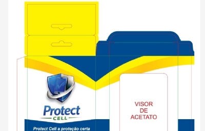 Embalagem p/ capinha de Celular c/ Visor Vazado (10 x 2 x 19 cm) Personalizada