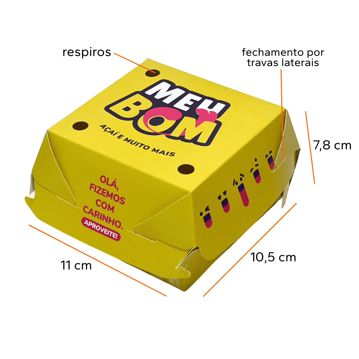 Embalagem Caixa para Lanche tipo Mc (11 x 10,5 x 7,8 cm) Personalizada