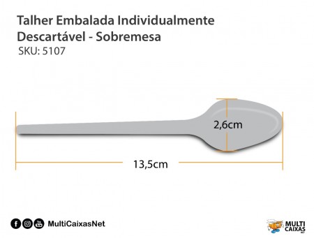 Colher Embalada Individualmente Descartável Sobremesa - 500 unidades