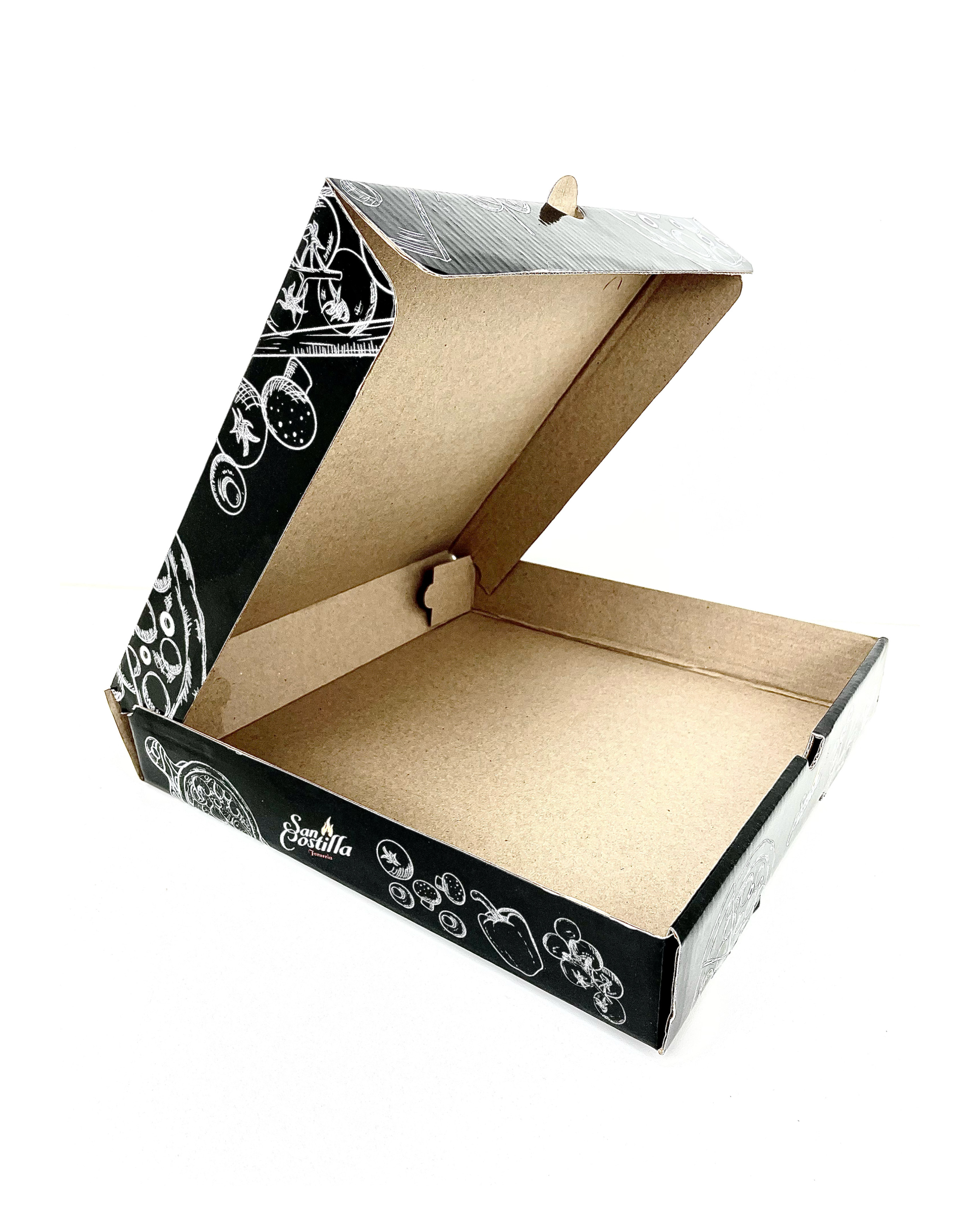 Caixa Pizza quadrada (30 x 30 x 5,5 cm) empastada e conjugada Personalizada