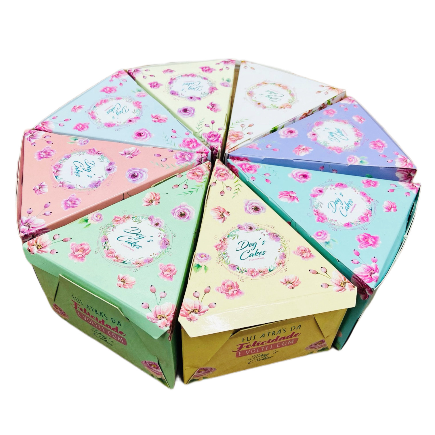 Embalagem Bolo Fatia s/ Berço (13 x 10 x 7,5 cm) Personalizada
